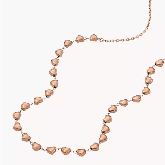 Fossil Rose Gold Tone Stainless Steel Hearts Necklace & Earring Set - Picture 6 of 10